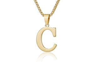 Suweibuke Initial Necklace for Men Women Boys Girls, 18K Gold Plated 26 Letters Pendant Necklace, Personalized Jewelry Gifts