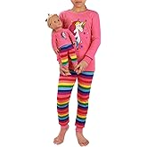 HDE Girls Unicorn Pajamas with Matching Doll Outfit Cotton Pajama Set for Girls