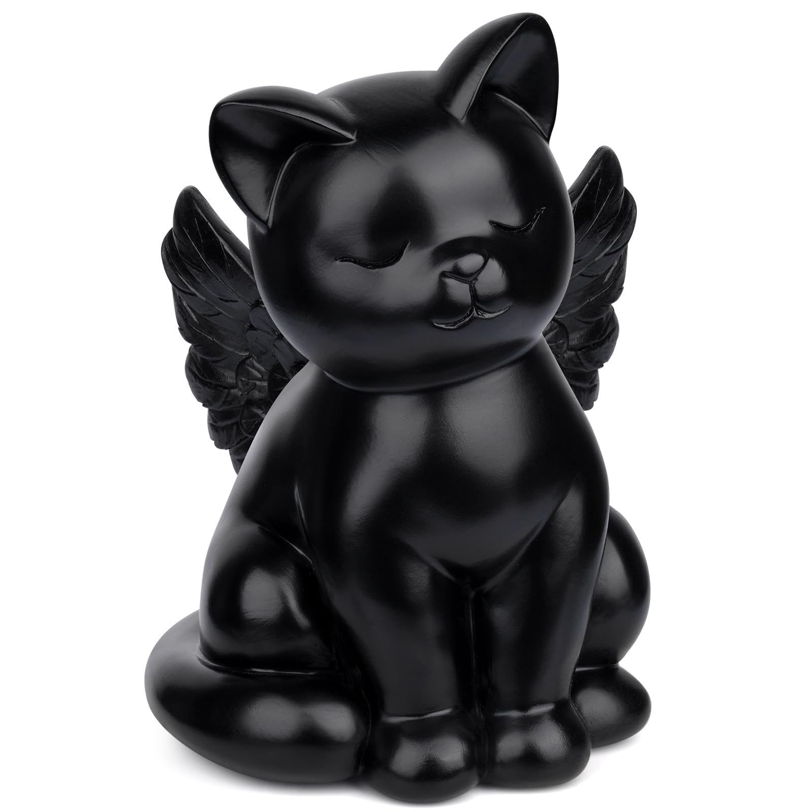 Photo 1 of Hkojewp Black Cat Urn for Ashes - Sleeping Angel Memorial Figurine, Cremation Funeral Statue for Pet Lovers