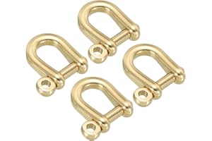 PATIKIL D-Ring Shackle, Brass Pin Shackle U Type Fob Key Hook Small Bow Shackles DIY Leather Replacement