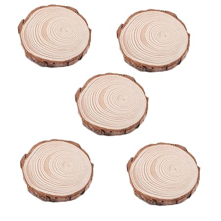 MoGist 5 Stück Holz Scheiben Runde Holzscheiben Dekoration Holz Weihnachtsbaum Verzierung DIY Handwerk Holzchip
