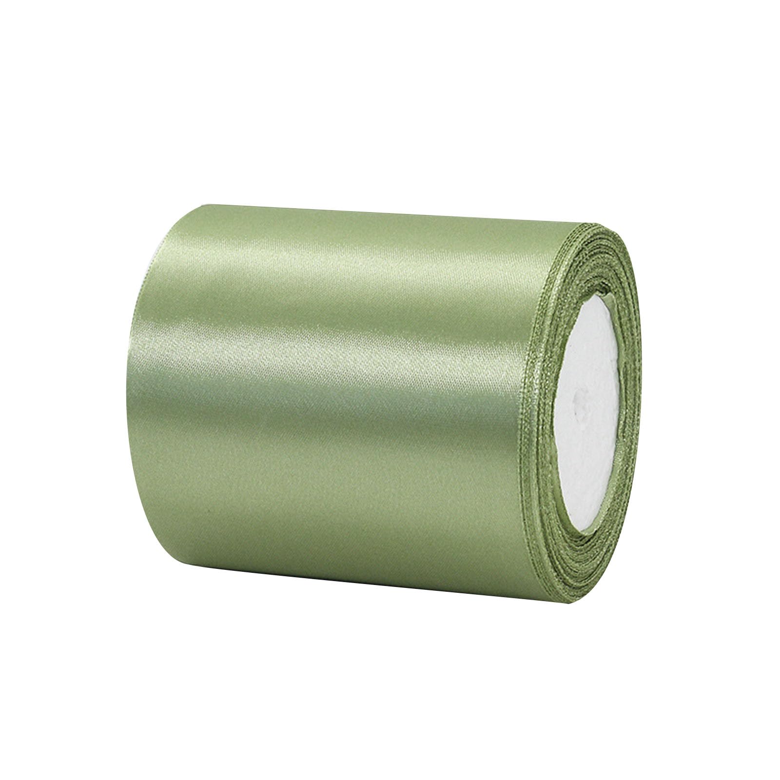 Thin Sage Green Satin Ribbon 100mm 22m for Gift Wrapping, Balloons, Cakes, Crafting, Christmas, Wedding, Hair Bows, Bouquets, Decorations - Silk Thick Golden