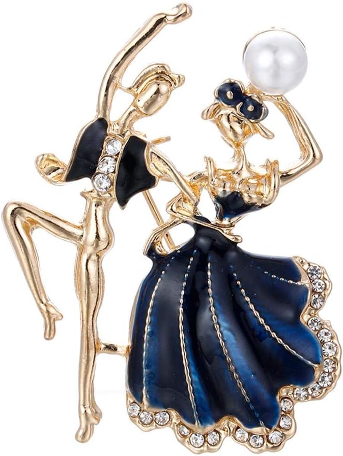 Diamondo Women Cartoon Princess Prince Dancing Brooch Alloy Rhinestone Enamel Pins