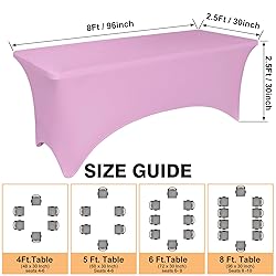 2 Pack 8 Feet Pink Spandex Tablecloth for