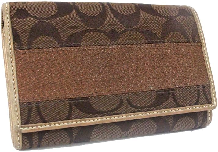 Amazon コーチ Coach シグネチャーストライプ 二つ折り財布 ブラウン レディース キャンバス レザー 中古 財布 Amazon コーチ Coach シグネチャーストライプ 二つ折り財布 ブラウン レディース キャンバス レザー 中古 財布