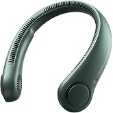 JISULIFE Portable Neck Fan, Hands Free Bladeless Fan, 5 Speeds, 4000 mAh | Battery Operated Wearable Personal Fan, Twistable, Rechargeable Travel Essentials, Gifts for Women Men-Dark Green
