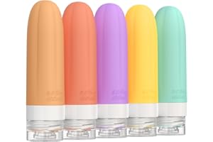 GLAMFIELDS Travel Bottles for Toiletries,3oz Travel Size Containers TSA Approved Leak Proof Silicone for Shampoo,Conditioner,Easy to Squeeze and Portable, Essentials for Traveling (5 Pack) Orange