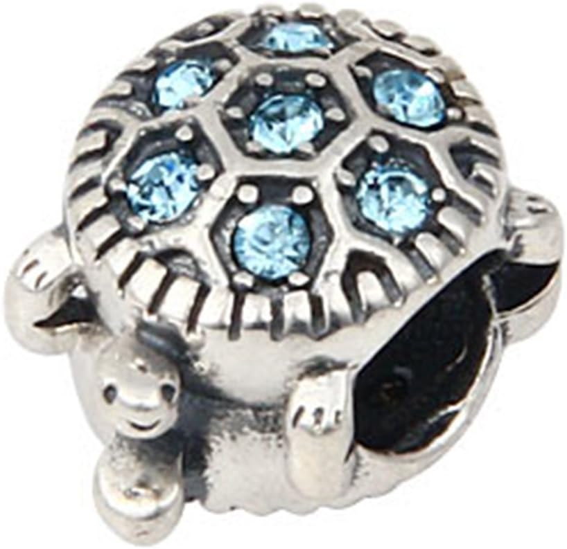 Charms Bling Sea Turtle Birthstone 925 Sterling Silver Bead Fits Pandora Charm