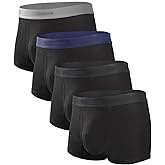 Men's Bamboo Underwear 4-Pack - Ultra Soft, Anti-Roll Waistband, Tagless Trunks