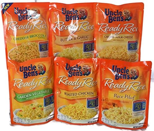 Variety Pack - Uncle Bens Ready Rice (8.5 oz) - Creamy Four Cheese, Butter & Garlic, Roasted Chicken, Rice Pilaf, Cheddar Broccoli, Garden Vegetable