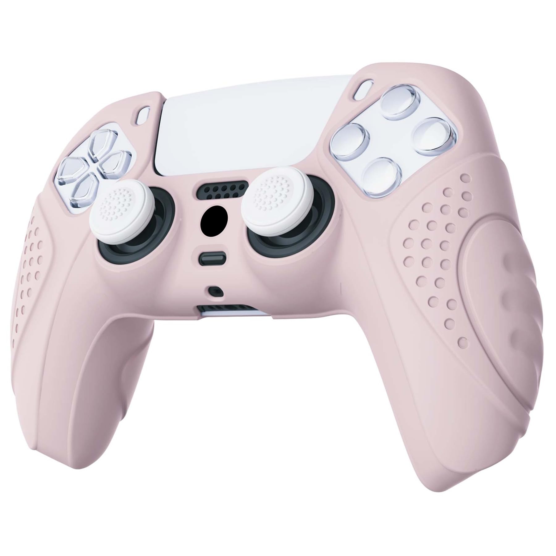 eXtremeRate PlayVital Guardian Edition Cherry Blossoms Pink Ergonomic Soft Anti-Slip Controller Silicone Case Cover for ps5, Rubber Protector Skin with White Joystick Caps for ps5 Controller