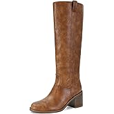 SOVANYOU Banana Boots Knee High Women Fall Winter Boot Chunky Low Heel Boot Cute Dress Round Toe Long Boots Brown