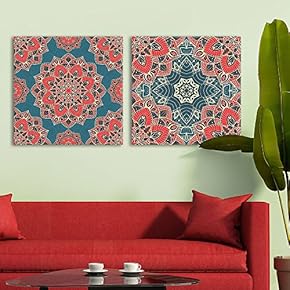 2 Panel Square Canvas Wall Art - Exquisite Floral Pattern Patterns - Giclee Print Gallery Wrap Modern Home Art Ready to Hang - 12"x12" x 2 Panels
