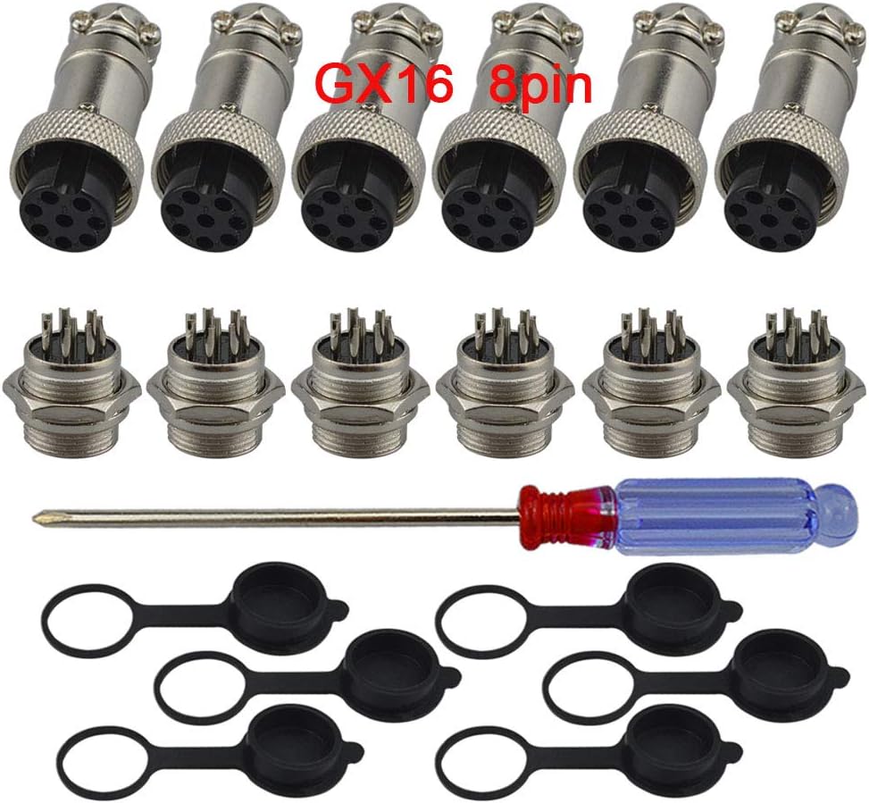 QitinDasen 6Pcs Premium 8 Pin GX16 Aviation Connector