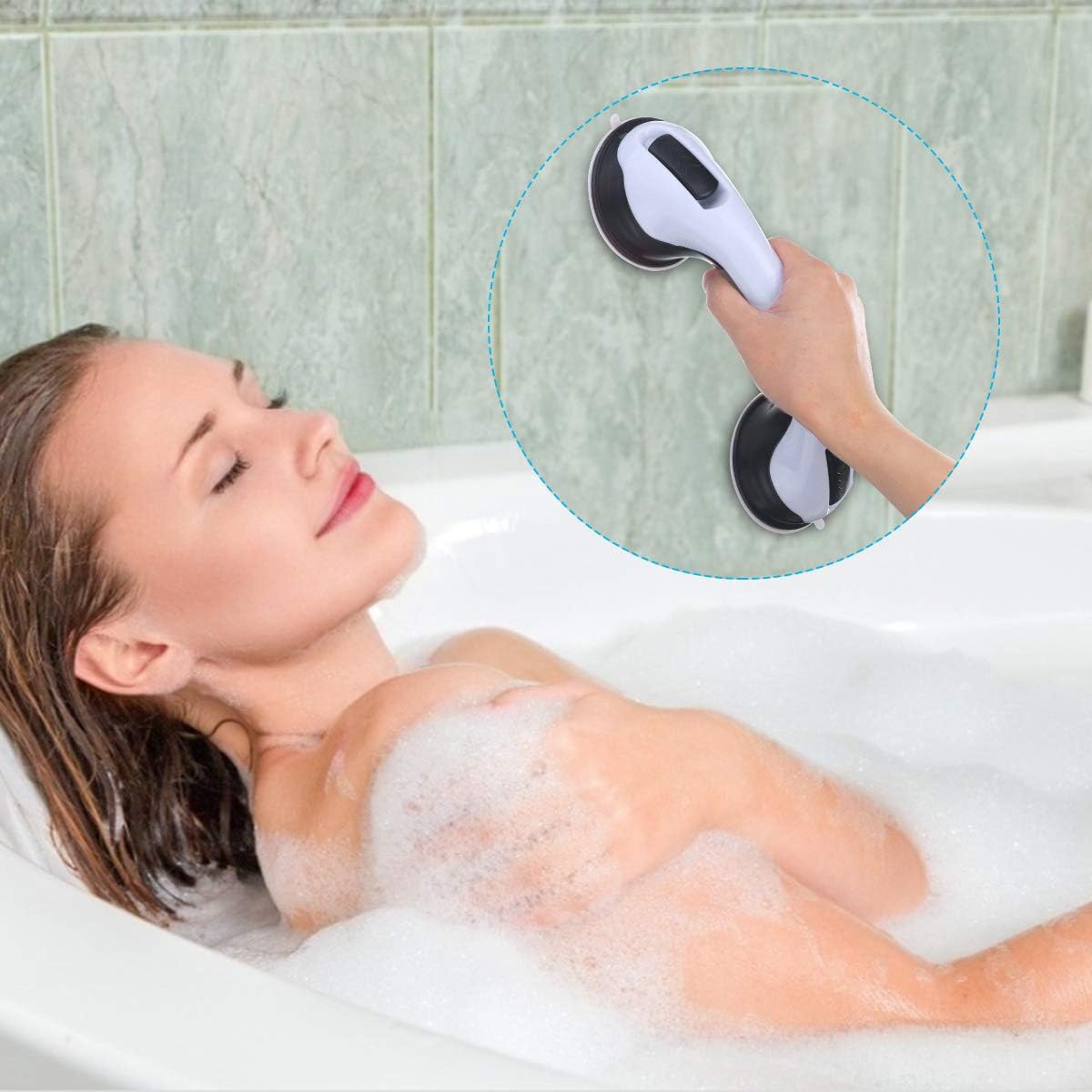 CAMTOA Suction Grab Bar,2 Pack Suction Shower Handle,Bathroom Balance Bar,Safety Hand Rail Support,Non Skid - Handicap, Elderly, Injury, Senior Assist Bath Handle: Health & Personal Care