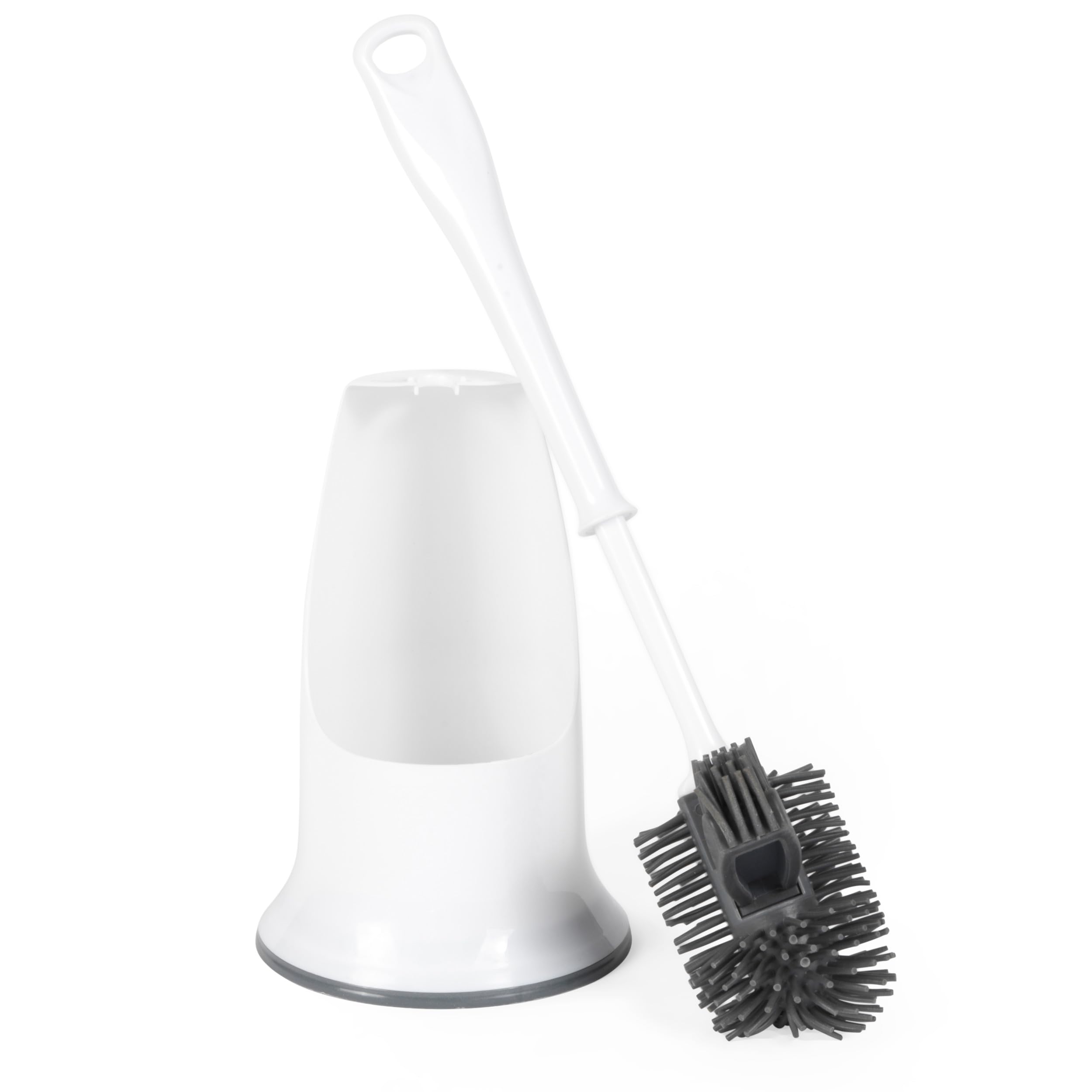 Beldray LA084538UFEU7 Antibac Bathroom Toilet Brush And Holder - Treated with Zinc Pyrithione To Prevent Bacteria Build Up, Non-Scratch Silicone Bristles, Built-In Hygienic Rim Cleaner, Easy Store