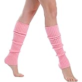 Neyauo Pink Leg Warmers, Ribbed Knit Women's Leg Warmers, 80s Long Socks for Yoga Party Sports Stylish Accessories