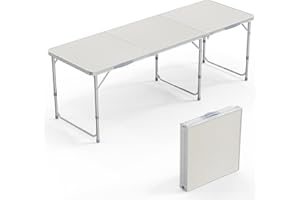 VINGLI 6ft Folding Camping Table with Carry Handle,Portable Utility Table Multipurpose for Party Picnic Tailgating Outdoor Patio Garden Indoor Kitchen …