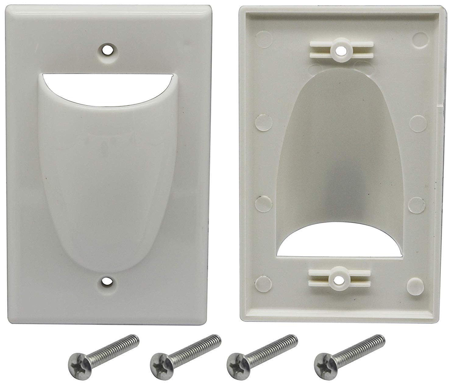 zdyCGTime Bulk Nose Faceplate Wall Plate for Cabling 1 Gang Cable Plate Internal Management Convex Audio Video Cable Pass Through Nose Plate White (2 Pack)