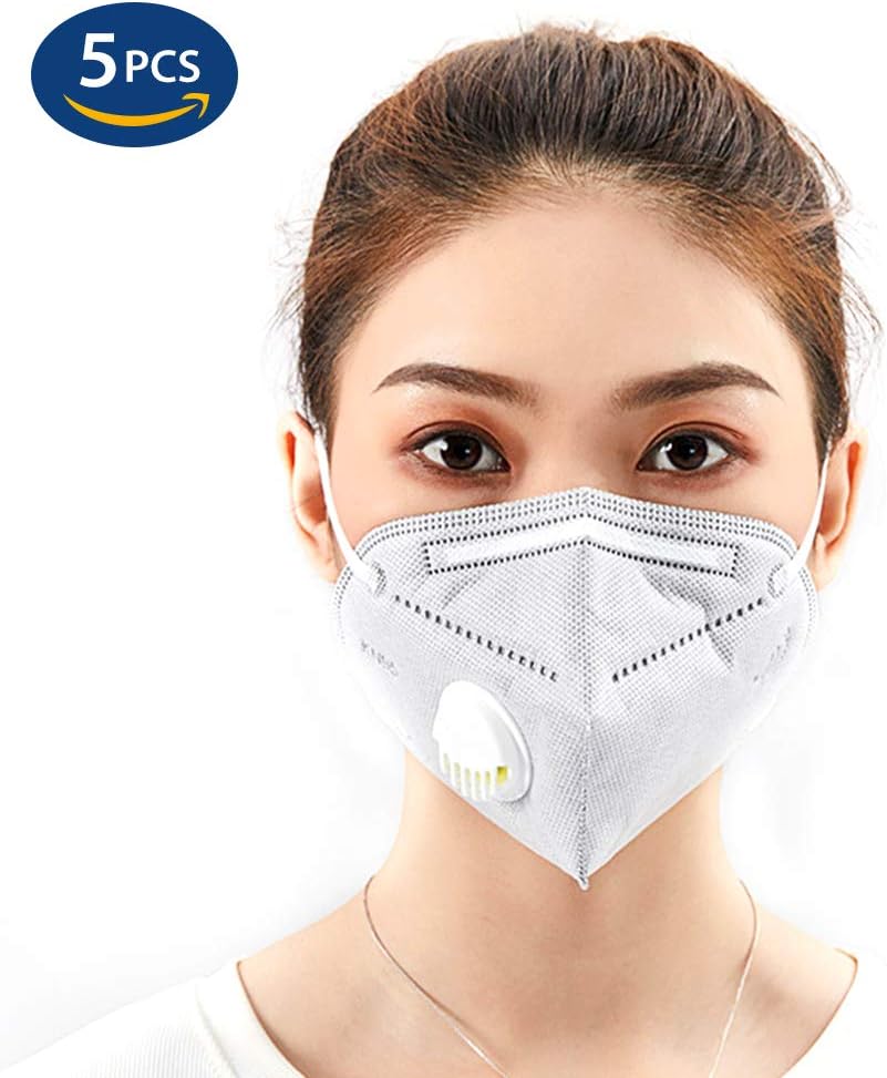 5pcs KF94 Breathing Protection ᴍᴀsᴋ with Breathing Valve Four Layers of Protection for Adult Baby Kids
