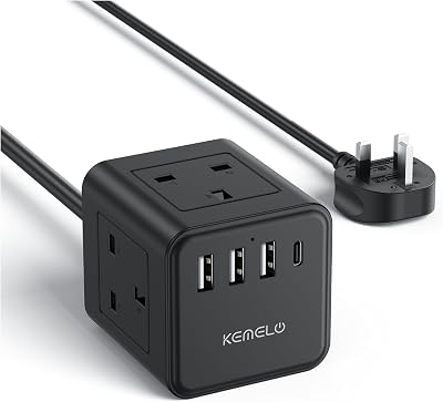 Kemelo 3M Extension 4 Way USB USB C 13A 3250W Child Safety Plug Socket
