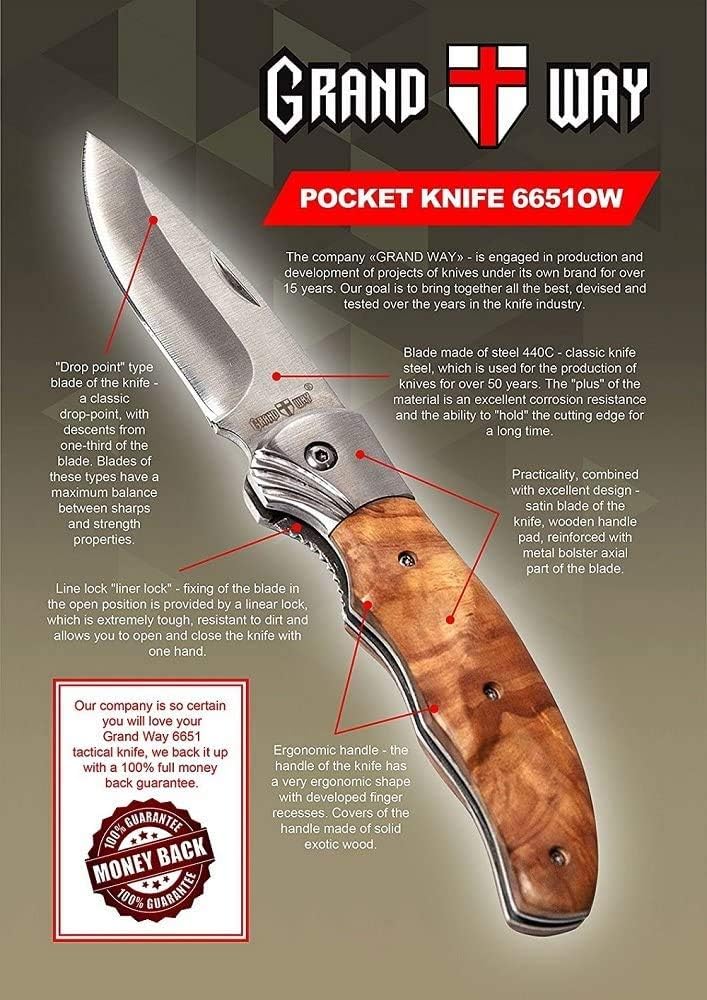 Gentleman’s Folding Knife Pocket Knife Knives Knofe Wood Handle Sharp Blade - Pocket Knife for Men - Best Folder for Camping Hunting - EDC and Outdoor Gear - Birthday Christmas Gifts for Men 6651 : Sports & Outdoors