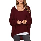 ZANZEA Women's Off The Shoulder Batwing Tops Casual Loose Oversized Tshirts Long Sleeve Fall Pullover Sweater Tops