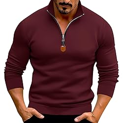Mens Quarter Zip Pullover Vintage Fashion Long