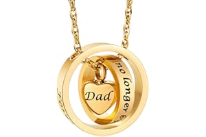 XIUDA Urn Necklace for Ashes No Longer by My Side, Forever in My Heart Carved Locket Cremated Ashes Necklace