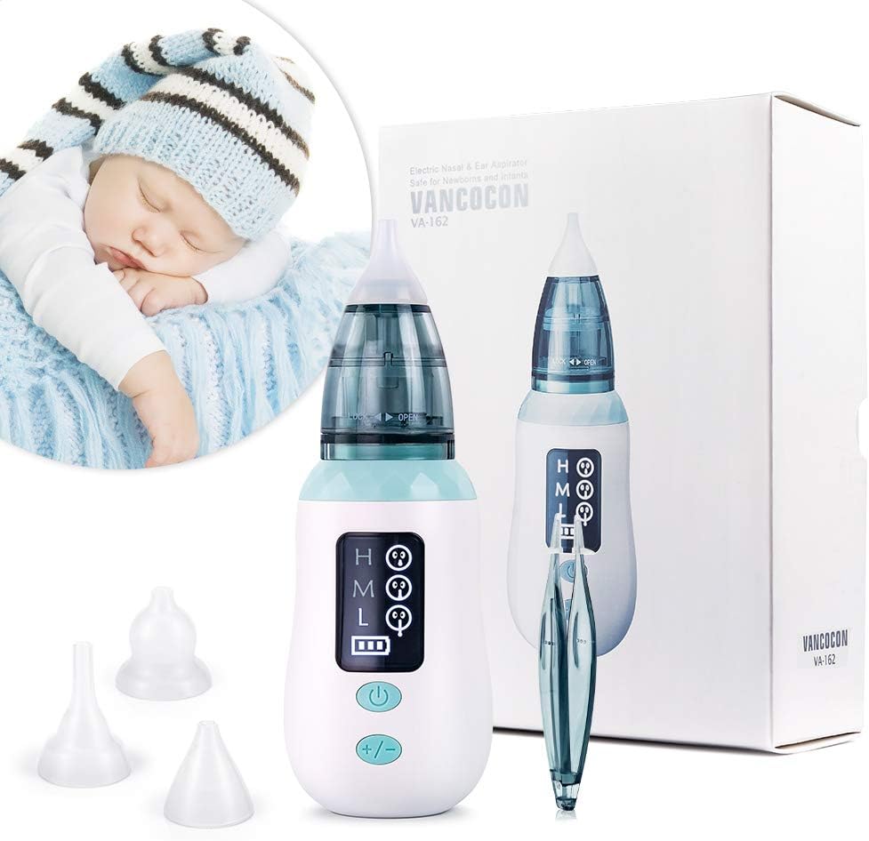 DIHOOM Aspiratore Nasale Elettrico Per Neonati – 3 Livelli, 3 Punte In Silicone, Con Musica E Luce LED
