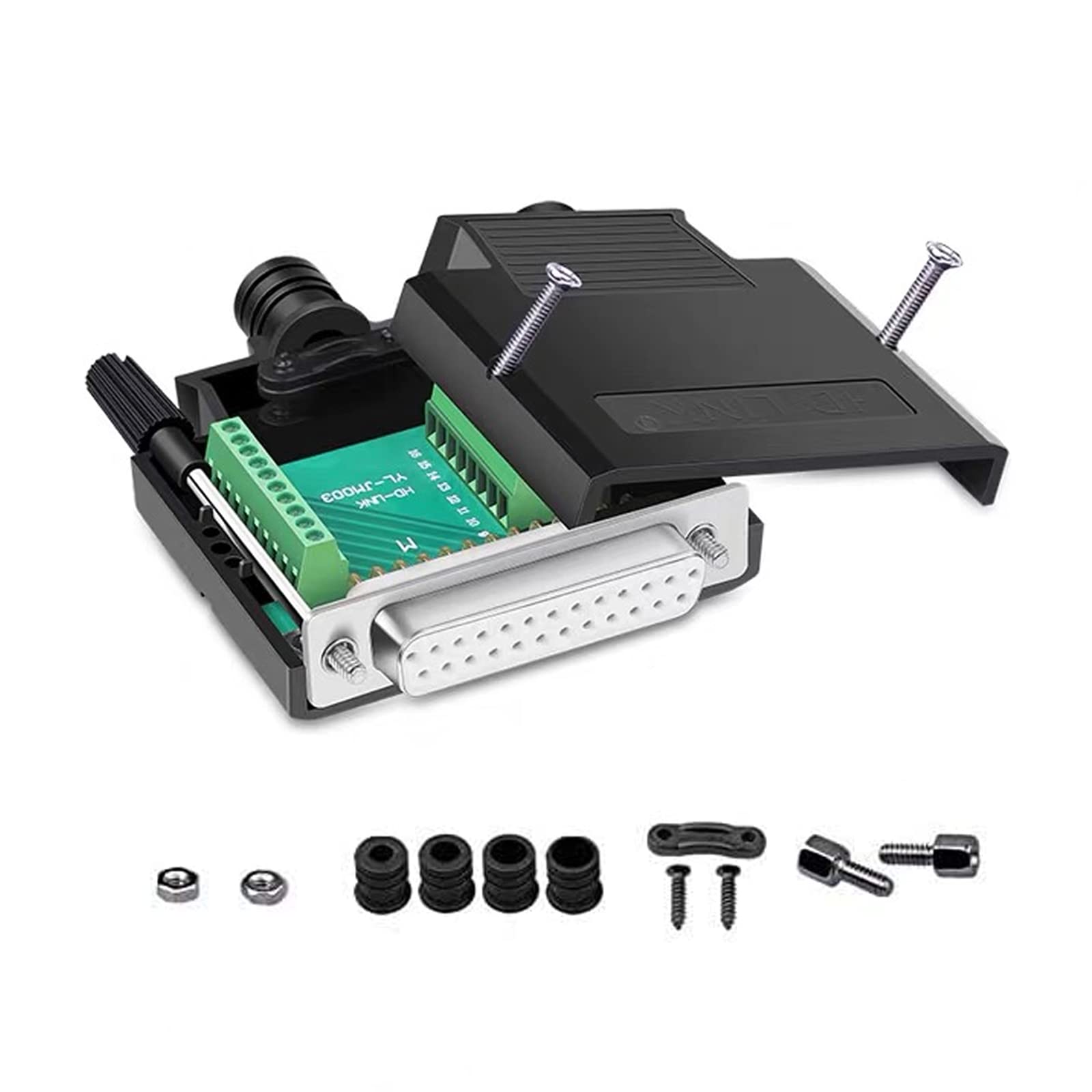 PENGLIN DB25 Solderless Adapters RS232 D-SUB Serial Plug, 16mm thinner 25 Pin Port Terminal Solderfree Breakout Connector Board with Case Accessories (1pcs DB25 Solderless Female) — image 1