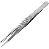 MABIS Stainless Steel Dressing Forceps, 5.5 Inch Serrated Thumb Forceps for Medical, Veterinary, First Aid, Lab, and Precision Tasks, Strong Grip