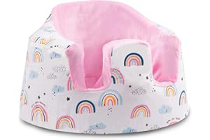 SMTTW Seat Cover Compatible with Bumbo Seat, Summer Cooling Breathable Seat Cover with Portable Hand Belt for Baby Boy Girl (Pink Rainbow)