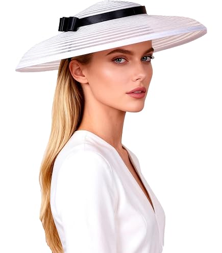 Black Wide Brim Hats for Women Big Bowknot Formal Church Occasion Kentucky Cap Lady Wedding Cocktail Tea Party Dress Flat Top Fascinators at Amazon Women's Clothing store