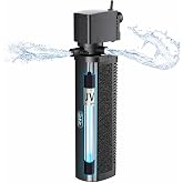 COOSPIDER Aquarium Filter with 7W U-V Light 300GPH for 75-200 Gallon Tank | Submersible Fish Tank Filter with 22W Powerful Pump for Green Clean, Turtle Tank, Oxygen Supply, Deodorization, Water Cycle