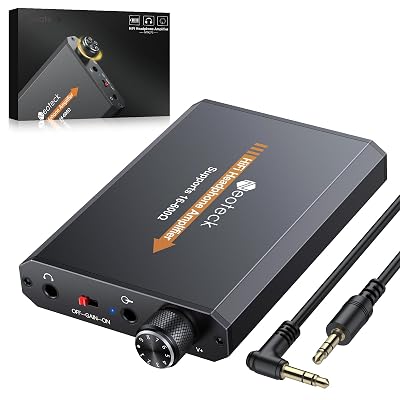 Neoteck Amplifier 16-600 Ohm Portable Headphone Amplifier,3.5mm Jack Rechargeable Headphone Amp with Volume Control,Two-Stage Gain Switch, Headset Amplifier for PC/CD/MP3/MP4 Players