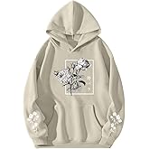Sulayesh Rose Floral Graphic Hoodie for Men Aesthetic Japanese Cool Hoodies Oversized Trendy Streetwear Pullover Sweatshirt