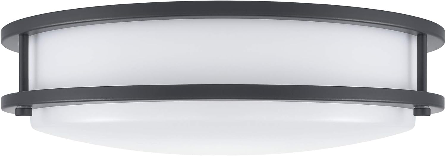 (1 Pack) 12-Inch Bronze Double Ring Dimmable LED Flush Mount Ceiling Light, 18W (95W Equivalent), 1500lm, 4000K Natural White, Bronze Finish with Plastic Shade, ETL Listed, Commercial or Residential