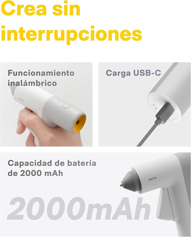Pistola de silicone quente sem fios, 10 bares, aquecimento 30S
