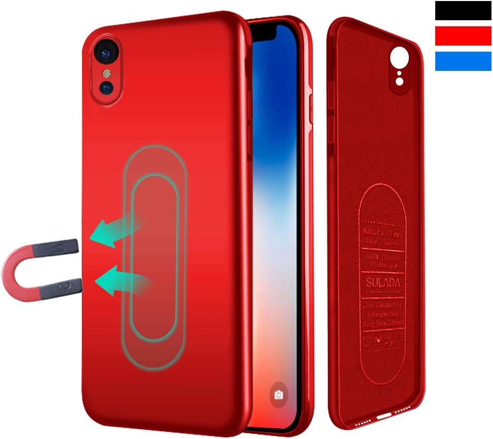 Case for iPhone XR,Ultra Thin Magnetic Phone Case for Magnet Car Phone Holder with Invisible Built-in Metal Plate,Soft TPU Shockproof Anti-Scratch Protective Cover for iPhone XR(2018) 6.1''[Red]