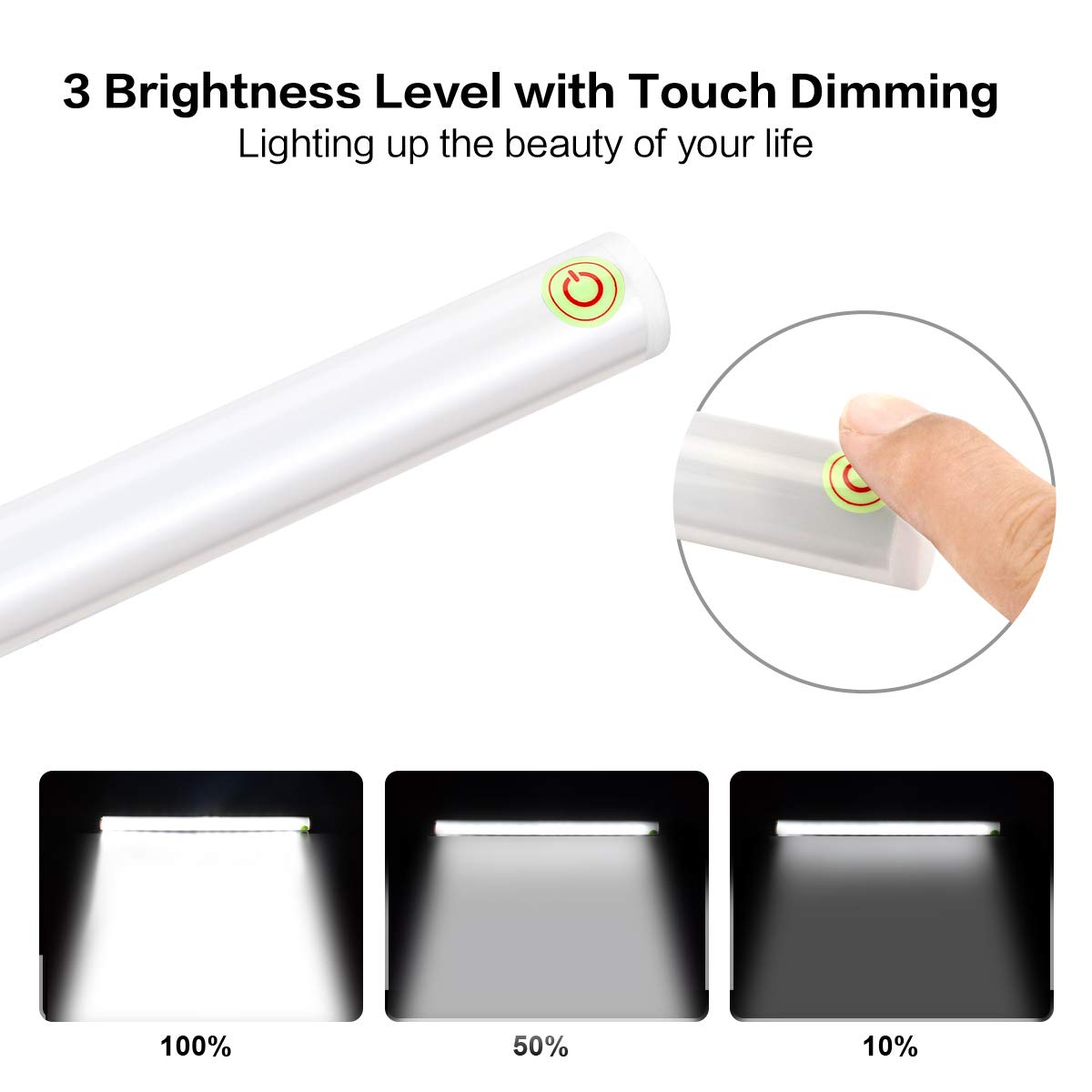 White Cordless Makeup Mirror Lights Led Vanity Mirror Lights Portable Rechargeable Vanity Lights With 3 Brightness