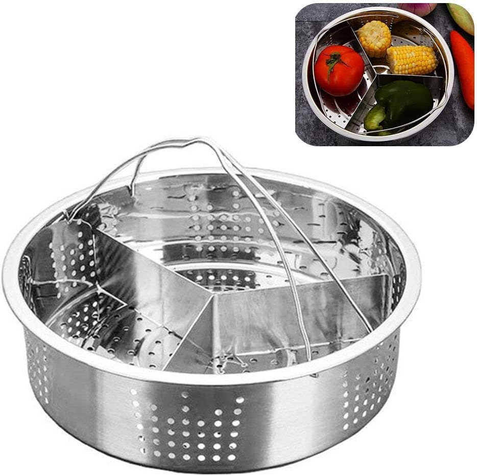 Steamer Basket Rack Set, Stainless Steel Pot Accessories Steamer Basket with Removable Dividers,Fits for Vegetables, Potatoes, Mussels, Boiled Eggs(21 * 13cm)