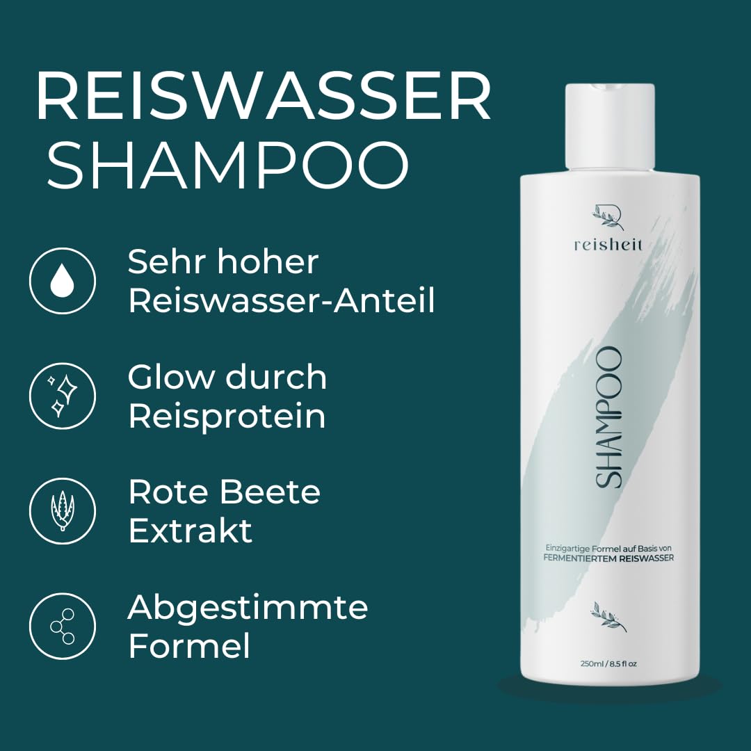 Reiswasser Shampoo 250ml – Stärkt & pflegt strapaziertes Haar – Vegan & ohne Silikone – Feuchtigkeit & Glanz – Made in Germany 3