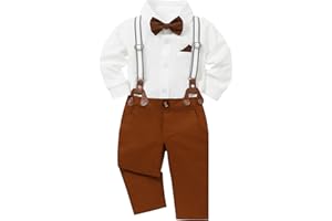 CARETOO Toddler Baby Boy Gentleman Suits 4PCS Shirt+Vest+Bow Tie+Pants Baby Boy Sets for 3-24M
