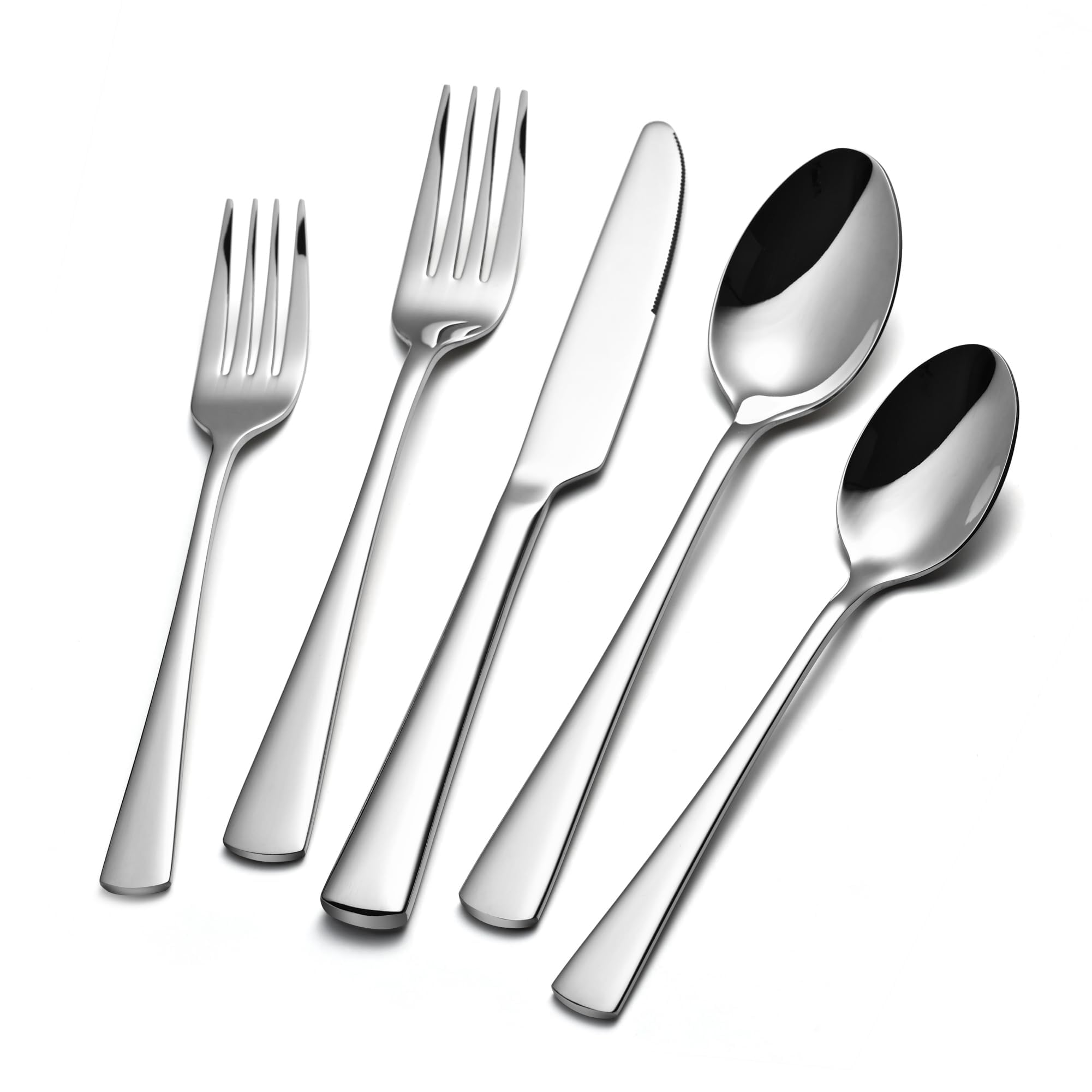 Photo 1 of **PARTIAL SET/MISSING SPOONS** KINGSTONE Silverware Set for 8, 40-Piece Forged 18/10 Stainless Steel Flatware Set, Mirror Finish Cutlery Set Dishwasher Safe for Home, Restaurant, Wedding, Party