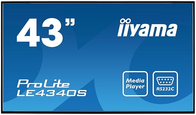 iiyama ProLite LE4340S-B1 108cm (43') Info-Display AMVA Panel Full-HD USB Mediaplayer (VGA, DVI, HDMI, 8ms, 12Std/7) Schwarz