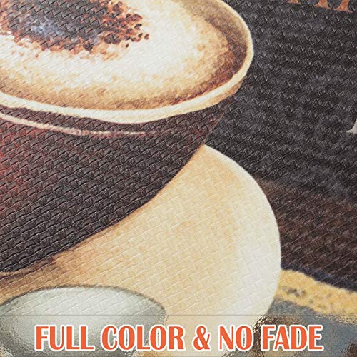EVERGRACE Kitchen Floor Mat 17 x 30 inch, Coffee Theme AntiFatigue