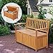 Outsunny 41 Gallon Outdoor Storage Bench, Wooden Deck Box with Inner Waterproof PE Lining, 2-Seat Container for Patio Garden Balcony Yard Store Garden Tools, Teak