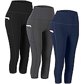 Fengbay 3 Pack High Waist Yoga Pants with Pocket Leggings Tummy Control Workout Running Yoga Leggings for Women