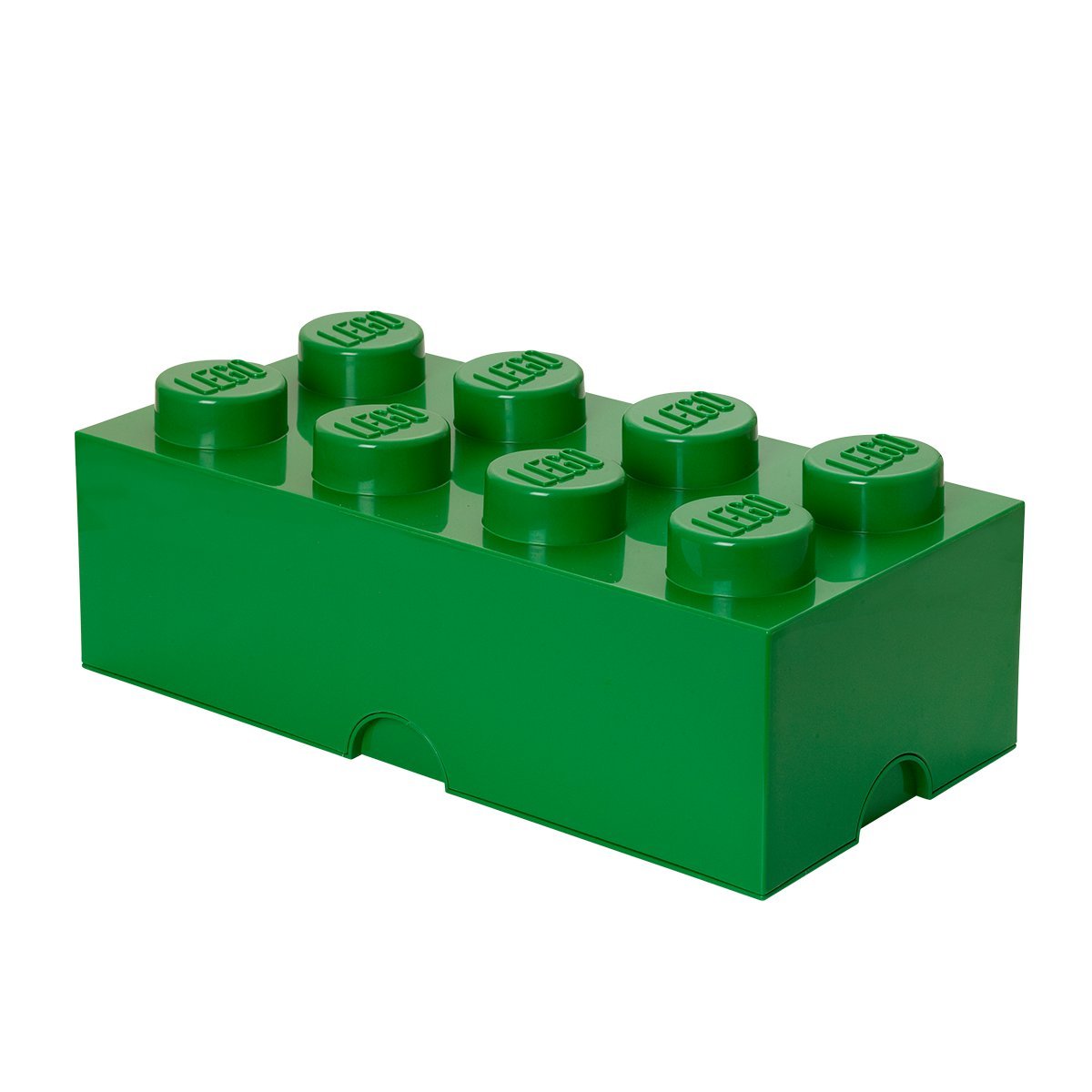 LEGO Storage Brick 8 Knobs GREEN - Stackable Plastic Storage Box with Lid for Kids and Adults, Ideal Desk Organizer and Toy Box - 12.1L Capacity